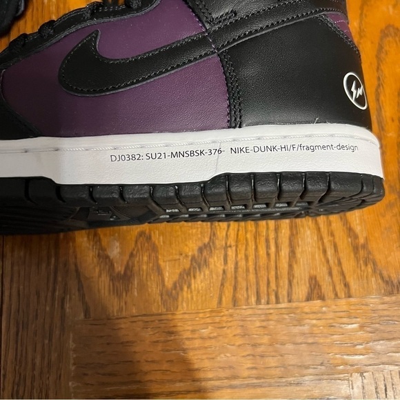 NEW Nike Fragment x Dunk High Beijing in Purple Black Men's 8 or Women's 9.5 - Picture 6 of 13